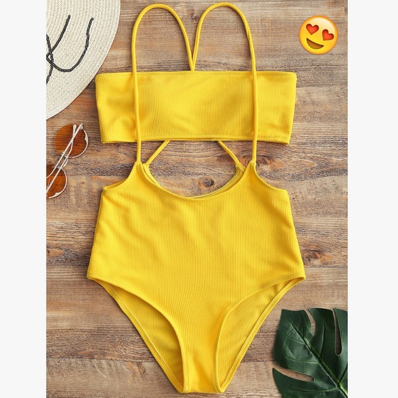 💫💫Super Hot Yellow Two Pieces Swimsuit - Picture 2 of 8